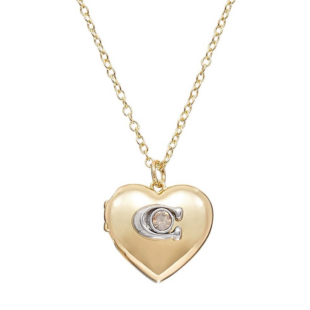 Coach Gold Heart Pendant Locket Necklace - Picture 3 of 8